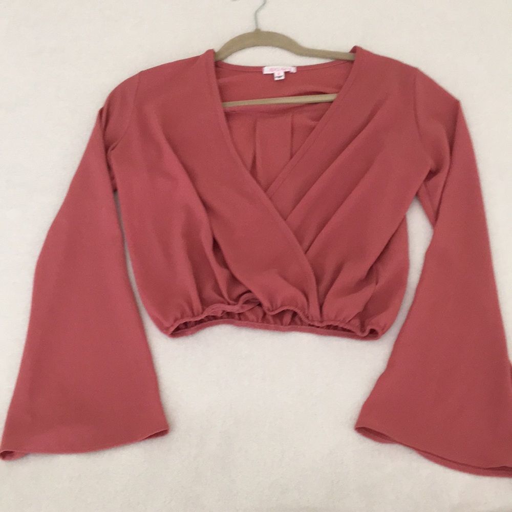 A'Gaci small crop top shirt blouse dark coral pink
